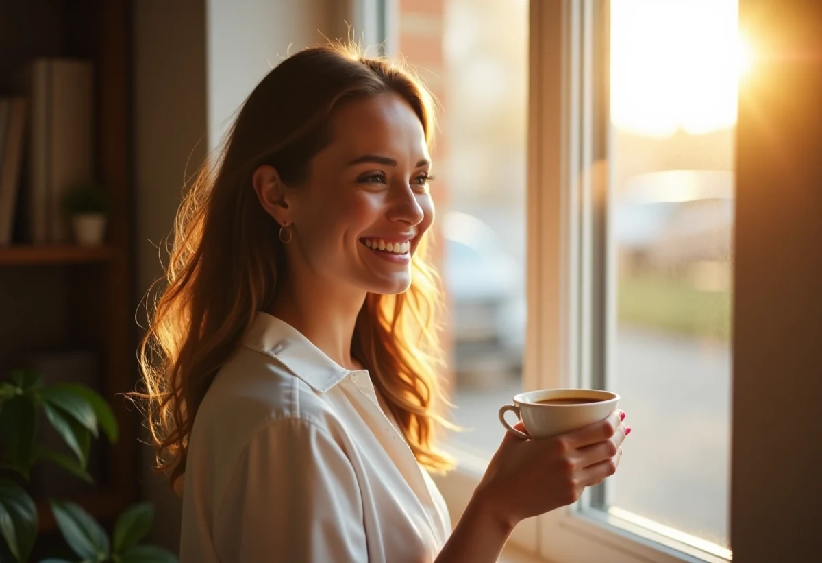 Un message enchanteur illuminant son visage : les secrets d’un bonjour matinal inoubliable